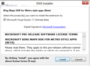 VSIX-Installer-for-Bing-Maps-SDK-for-Metro-Apps